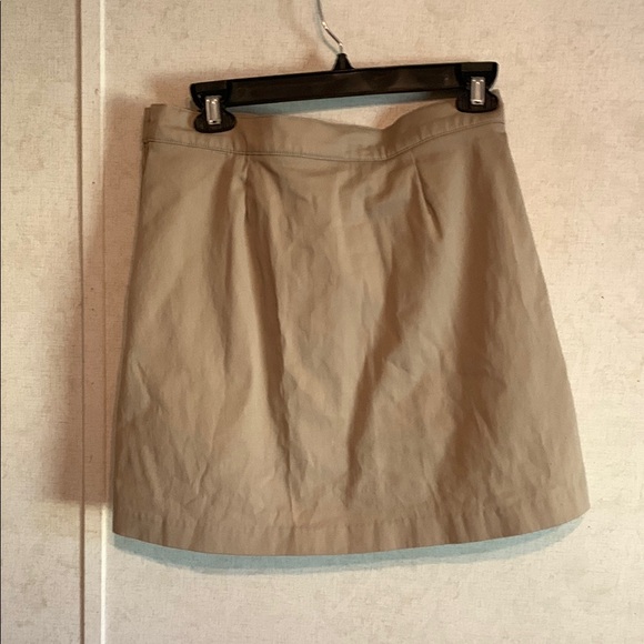 Khaki Pleated Skirt with Button Detail - Picture 7 of 7